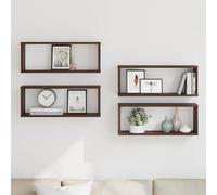 vidaXL Estantes cúbicos de pared 4 uds madera roble marrón 60x15x23 cm
