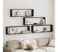 vidaXL Estantes cúbicos de pared 4 uds roble negro 100x15x30 cm