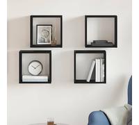 vidaXL Estantes cúbicos de pared 4 uds roble negro 30x15x30 cm