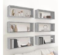 vidaXL Estantes cúbicos de pared 6 uds madera gris Sonoma 60x15x23 cm
