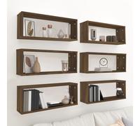 vidaXL Estantes cúbicos de pared 6 uds madera roble marrón 60x15x23 cm