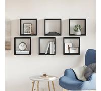vidaXL Estantes cúbicos de pared 6 uds roble negro 30x15x30 cm