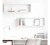 vidaXL Estantes cubo de pared 2 uds contrachapado blanco 80x15x26,5 cm