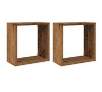 vidaXL Estantes cubo de pared 2 uds Madera envejecida 30x15x30 cm