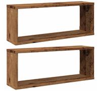 vidaXL Estantes cubo de pared 2 uds madera envejecida 60x15x23 cm