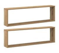 vidaXL Estantes Cubo de Pared 2 uds Madera Roble Artisan 100x15x30 cm, estantería de Pared, estantería Flotante, Armario de Pared, Estante de Pared