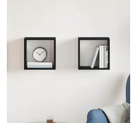 vidaXL Estantes Cubo de Pared 2 uds Madera Roble Negro 30x15x30 cm