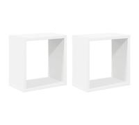 vidaXL 2X Estantes Cubo de Pared Estantería Colgante CD Libros Coleccionables Fotos Adornos Decoración Librerías Contrachapada Blanco 26x15x26cm