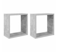 vidaXL Estantes cubo de pared 2 unidades gris hormigón 30x15x30 cm
