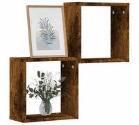 vidaXL Estantes cubo de pared 2 unidades roble ahumado 30x15x30 cm