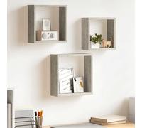 vidaXL Estantes cubo de pared 3 unidades gris hormigón