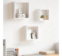 vidaXL Estantes cubo de pared 3 unidades MDF blanco