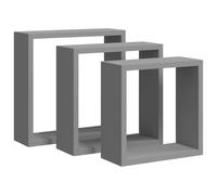 vidaXL Estantes Cubo de Pared 3 Unidades MDF Gris