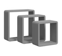 vidaXL Estantes Cubo de Pared 3 Unidades MDF Gris