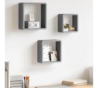 vidaXL Estantes cubo de pared 3 unidades MDF gris