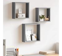 vidaXL Estantes cubo de pared 3 unidades MDF gris