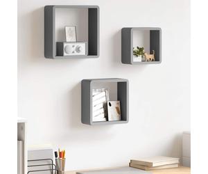 vidaXL Estantes cubo de pared 3 unidades MDF gris