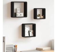 vidaXL Estantes cubo de pared 3 unidades MDF negro