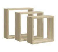 vidaXL Estantería de cubos de pared Repisa flotante 3 piezas Color Roble Sonoma