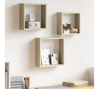 vidaXL Estantes cubo de pared 3 unidades roble Sonoma