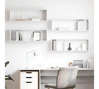 vidaXL Estantes cubo de pared 4 uds contrachapado blanco 80x15x26,5 cm