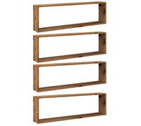 vidaXL Estantes Cubo de Pared 4 uds Madera Envejecida 100x15x30 cm, estantería de Pared, estantería Flotante, Armario de Pared, Estante de Pared