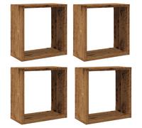 vidaXL Estantes Cubo de Pared 4 uds Madera Envejecida 30x15x30 cm, estantería de Pared, estantería Flotante, Armario de Pared, Estante de Pared