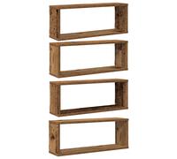 vidaXL Estantes cubo de pared 4 uds madera envejecida 60x15x23 cm
