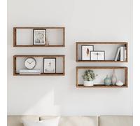 vidaXL Estantes cubo de pared 4 uds madera envejecida 60x15x23 cm
