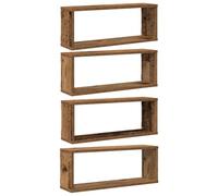 vidaXL Estantes cubo de pared 4 uds Madera envejecida 60x15x23 cm