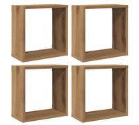 vidaXL Estantes Cubo de Pared 4 uds Madera Roble Artisan 30x15x30 cm, estantería de Pared, estantería Flotante, Armario de Pared, Estante de Pared