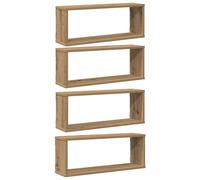 vidaXL Estantes cubo de pared 4 uds madera roble artisan 60x15x23 cm