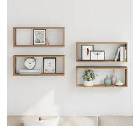 vidaXL Estantes cubo de pared 4 uds madera roble artisan 60x15x23 cm