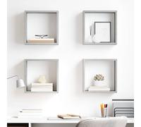 vidaXL Estantes cubo de pared 4 unidades gris hormigón 30x15x30 cm