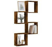 vidaXL Estantes cubo de pared 4 unidades roble ahumado 30x15x30 cm