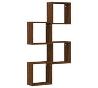 vidaXL Estantes Cubo de Pared 4 Unidades Roble marrón 30x15x30 cm, estantería de Pared, estantería Flotante, Armario de Pared, Estante de Pared