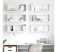 vidaXL Estantes cubo de pared 6 uds contrachapada blanco 60x15x23 cm