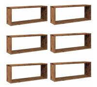 vidaXL Estantes Cubo de Pared 6 uds Madera Envejecida 60x15x23 cm, estantería de Pared, estantería Flotante, Armario de Pared, Estante de Pared