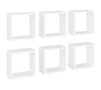 vidaXL Estantes cubo de pared colgantes 6 unidades – Contrachapado blanco 30x15x30 cm