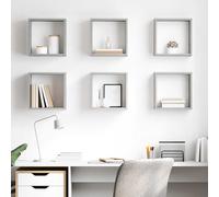 vidaXL Estantes cubo de pared 6 unidades gris 30x15x30 cm