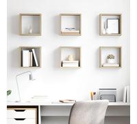 vidaXL Estantes cubo de pared 6 unidades roble Sonoma 26x15x26 cm