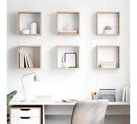 vidaXL Estantes cubo de pared 6 unidades roble Sonoma 30x15x30 cm