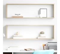 vidaXL Estantes cubo pared 2uds contrachapado roble Sonoma 100x15x30cm