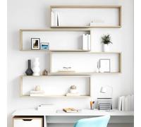 vidaXL Estantes cubo pared 4uds contrachapado roble Sonoma 100x15x30cm
