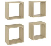 vidaXL Estantes de Cubo de Pared 4 uds Color Roble 26x15x26 cm