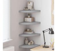 vidaXL Estantes de esquina pared 4 uds MDF gris hormigón 25x25x3,8 cm
