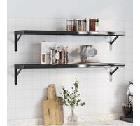 vidaXL Estantes de pared flotantes 2 uds acero inoxidable negro 100x23,5 cm