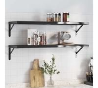 vidaXL Estantes de pared 2 uds acero inoxidable negro 100x30 cm