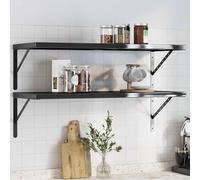 vidaXL Estantes de pared 2 uds acero inoxidable negro 100x40 cm