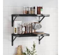 vidaXL Estantes de pared 2 uds acero inoxidable negro 50x30 cm